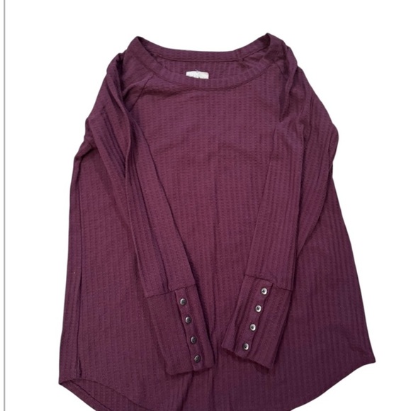Chaser Mauve Thermal Button Sleeve Top - Picture 4 of 4